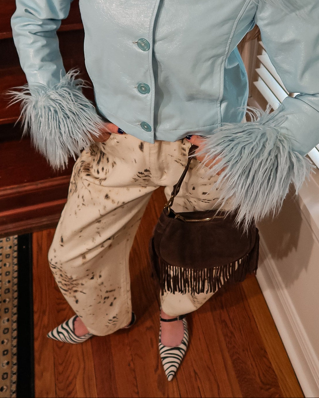 Snow Leopard Barrel Leg Denim Jeans