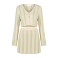 Striped long-sleeve top and skirt set on a white background