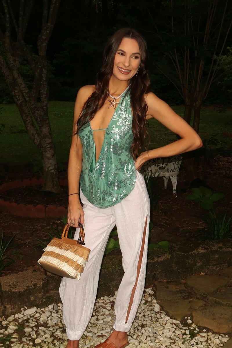 Thee Isla Beaded Sequin Top - THEE LABL